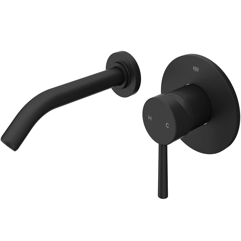 VIGO Olus Single Handle Wall Mount Bathroom Sink Faucet, WaterSense Certified, Matte Black O8