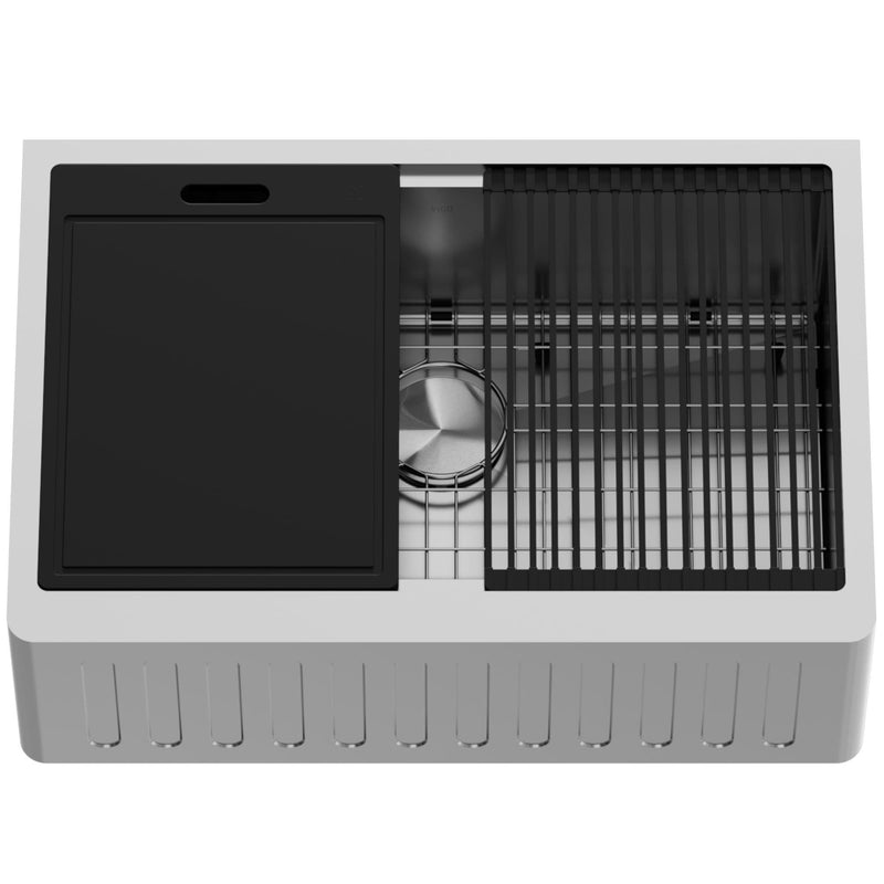 VIGO Oxford 1-Bowl Stainless Steel Apron Front Farmhouse Kitchen Sink with Accessories, 30-in N3