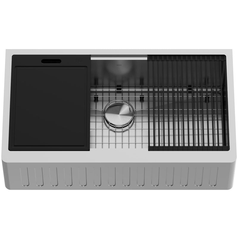 VIGO Oxford Single Farmhouse Kitchen Sink, 36-in x 21-in Z9