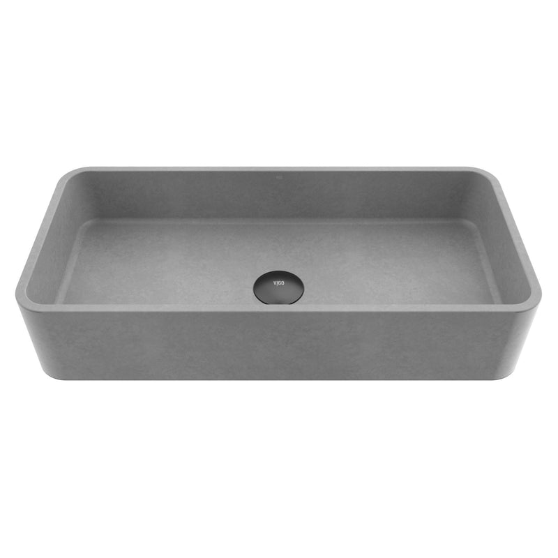 VIGO Palazzo Gothic ConcretoStone 24x11-in Deep Grey Bathroom Sink/Basin with Rectangular Vessel Z3