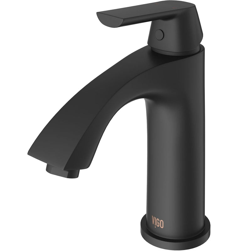 VIGO Penela Single Handle Single Hole Bathroom Sink Faucet, Matte Black, S6