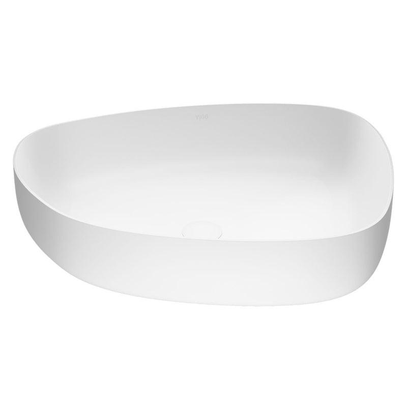 VIGO Peony Matte Stone Novelty Composite Vessel Bathroom Sink/Basin with Deep Bowl, White J6