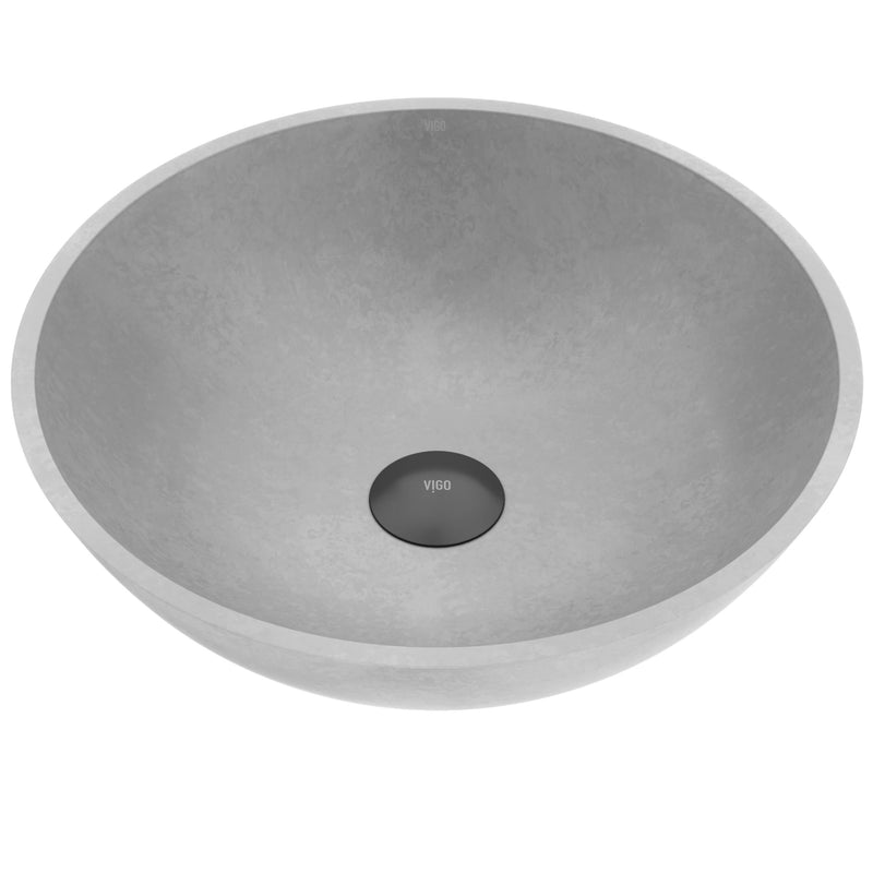 VIGO Ravenna Gothic ConcretoStone 16x16-in Deep Grey Bathroom Sink/Basin with Round Vessel G0