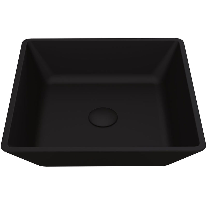 VIGO Roma Glass Square Vessel Bathroom Sink/Basin with Rounded Edges & Deep Bowl, Black Q6
