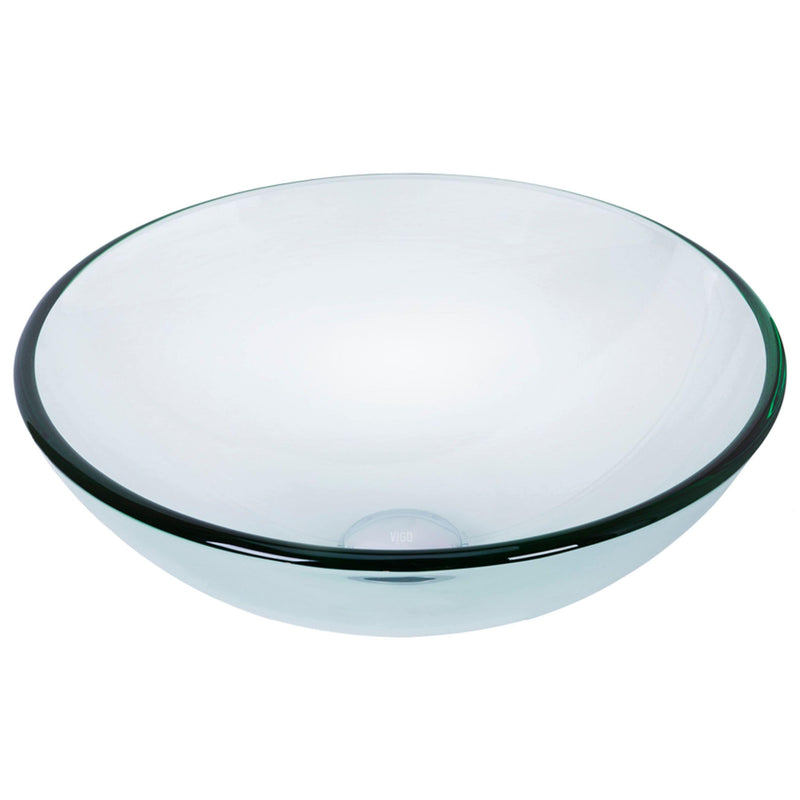 VIGO Round Glass Vessel Bathroom Sink/Basin with Repellent Seal Coating, Crystalline M1