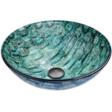 VIGO Round Glass Vessel Bathroom Sink/Basin with Scratch-Resistant Surface, Oceania