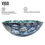VIGO Round Glass Vessel Bathroom Sink/Basin with Scratch-Resistant Surface, Oceania