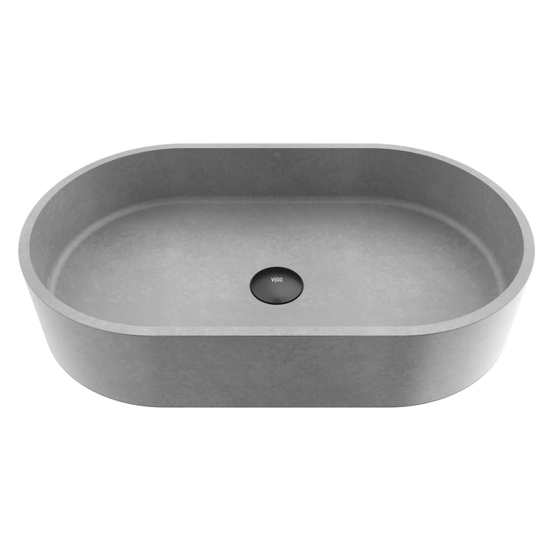 VIGO Sagrada Gothic ConcretoStone 24x14-in Deep Grey Bathroom Sink/Basin with Rectangular Vessel Q4