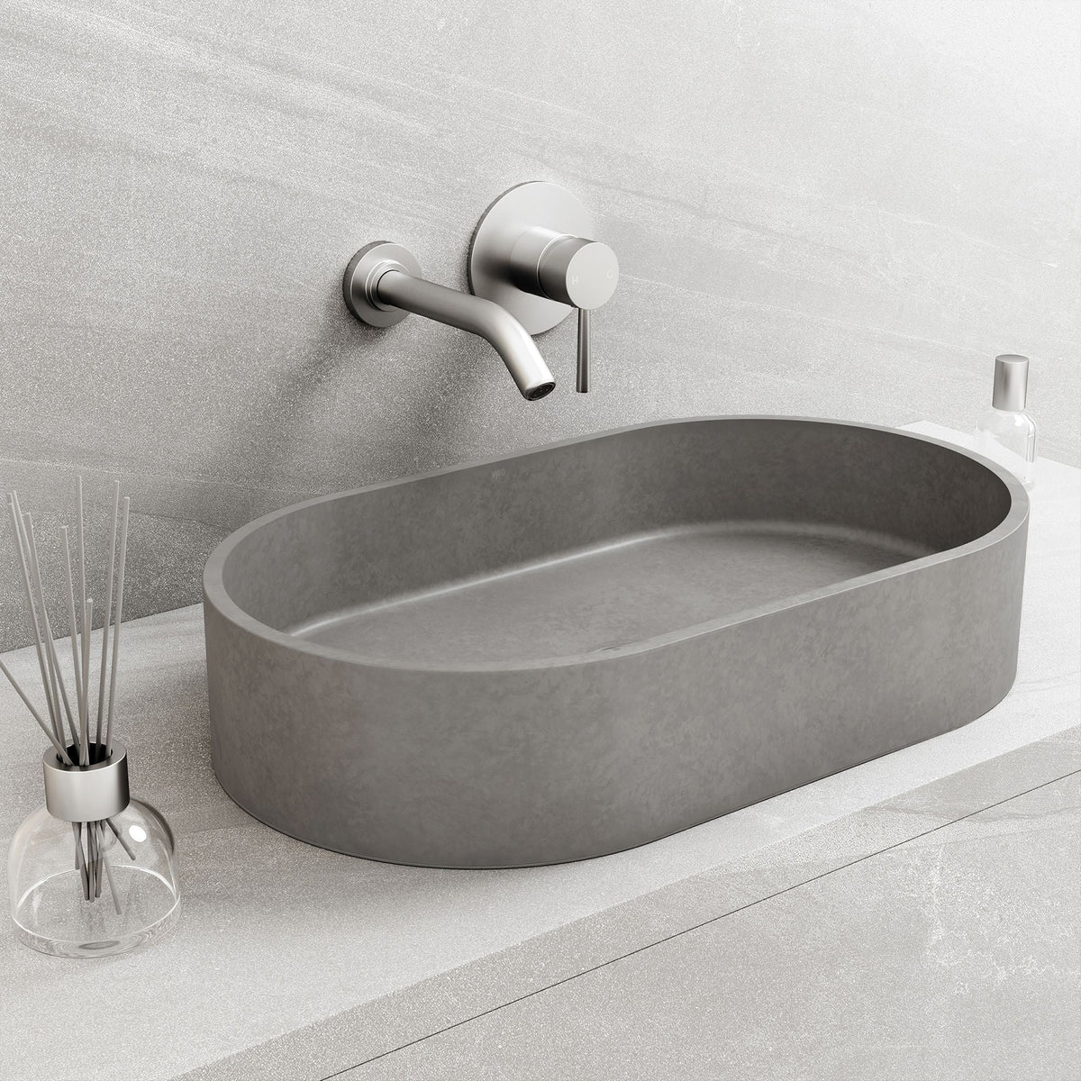 VIGO Sagrada Gothic ConcretoStone 24x14-in Deep Grey Bathroom Sink/Basin with Rectangular Vessel