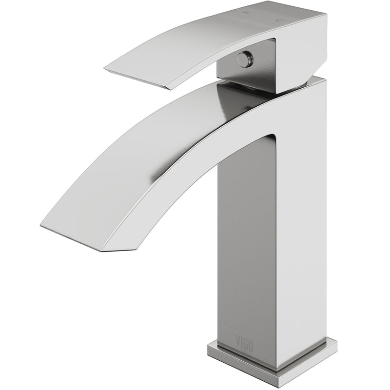 VIGO Satro Single Handle Single Hole Bathroom Sink Faucet, WaterSense Certified, Brushed Nickel V5