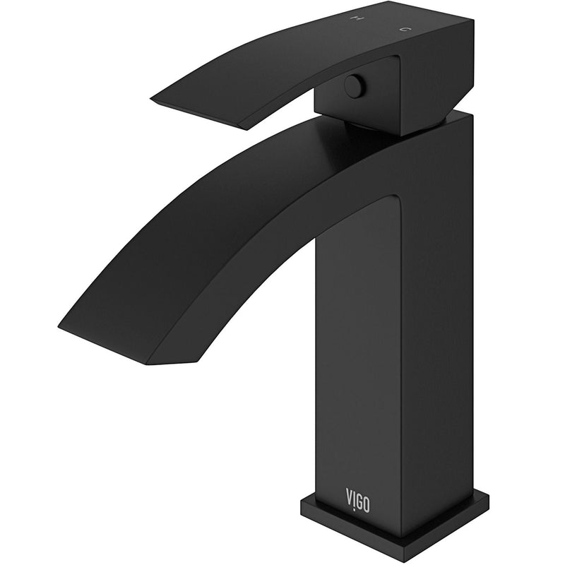 VIGO Satro Single Handle Single Hole Bathroom Sink Faucet, WaterSense Certified, Matte Black K6