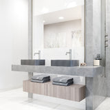 VIGO Segovia Gothic ConcretoStone Grey Bathroom Sink/Basin Set with Apollo Faucet and Rectangular Vessel