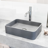 VIGO Segovia Gothic ConcretoStone Grey Bathroom Sink/Basin Set with Apollo Faucet and Rectangular Vessel