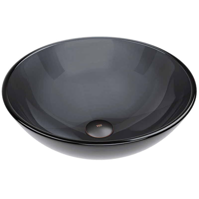 VIGO Sheer Glass Round Vessel Bathroom Sink/Basin with Deep Bowl, Black J8