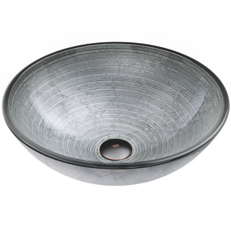 VIGO Simply Glass Round Vessel Bathroom Sink/Basin with Deep Bowl, Gray B1