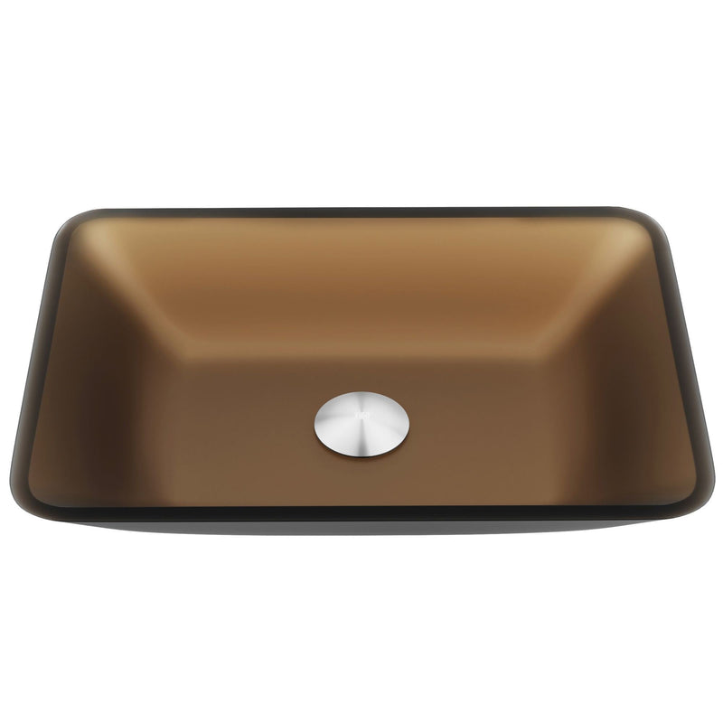 VIGO Sottile Glass Bathroom Sink/Basin and Faucet Set with Rectangular Vessel, Various Colours N2