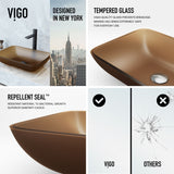 VIGO Sottile MatteShell Amber Bathroom Sink/Basin Set with Gotham Faucet and Glass Vessel