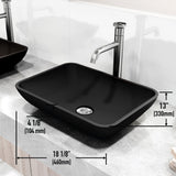 VIGO Sottile MatteShell Matte Black Bathroom Sink/Basin Set with Cass Faucet and Glass Rectangular Vessel