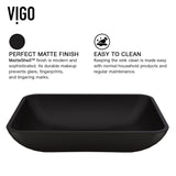 VIGO Sottile MatteShell Matte Black Bathroom Sink/Basin Set with Sterling Faucet and Glass Rectangular Vessel