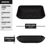 VIGO Sottile MatteShell Rectangular Vessel Bathroom Sink/Basin with Deep Bowl, Black