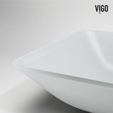 VIGO Sottile MatteShell White Bathroom Sink/Basin Set with Niko Faucet and Glass Rectangular Vessel