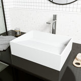 VIGO Starr Modern MatteStone 17x13-in Deep White Bathroom Sink/Basin with Rectangular Vessel
