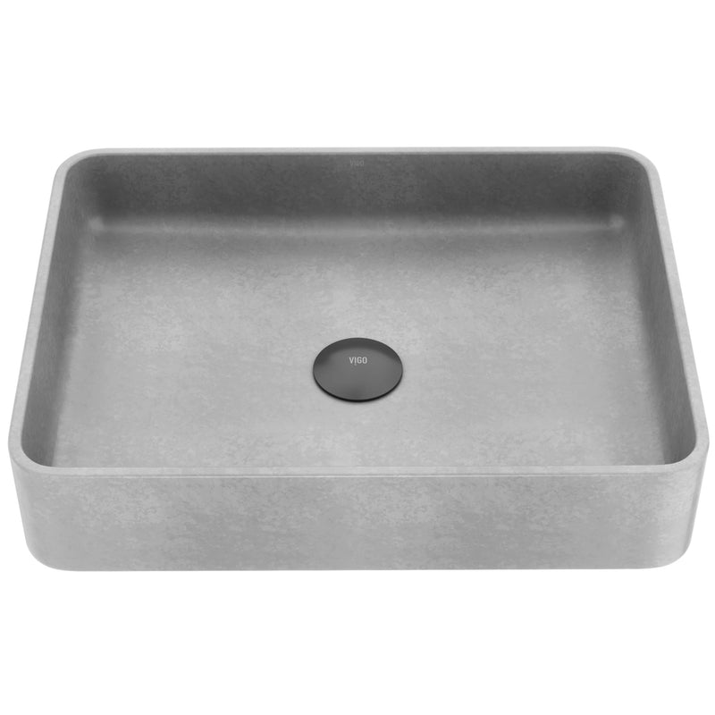 VIGO Tarragona Gothic ConcretoStone 19x14-in Deep Grey Bathroom Sink/Basin with Rectangular Vessel S1