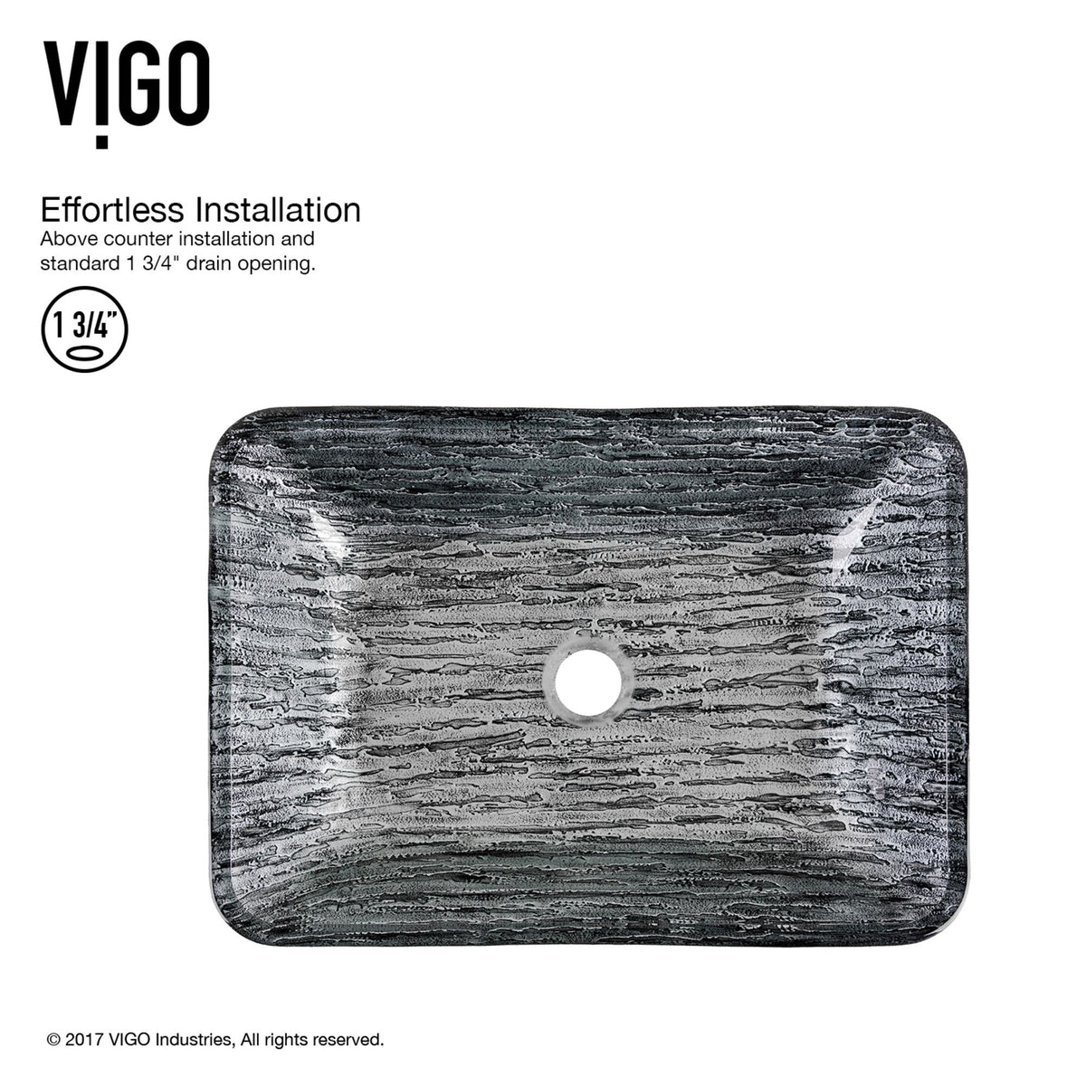 VIGO Titanium Glass Slate Grey Bathroom Sink/Basin Set with Niko Faucet and Rectangular Vessel
