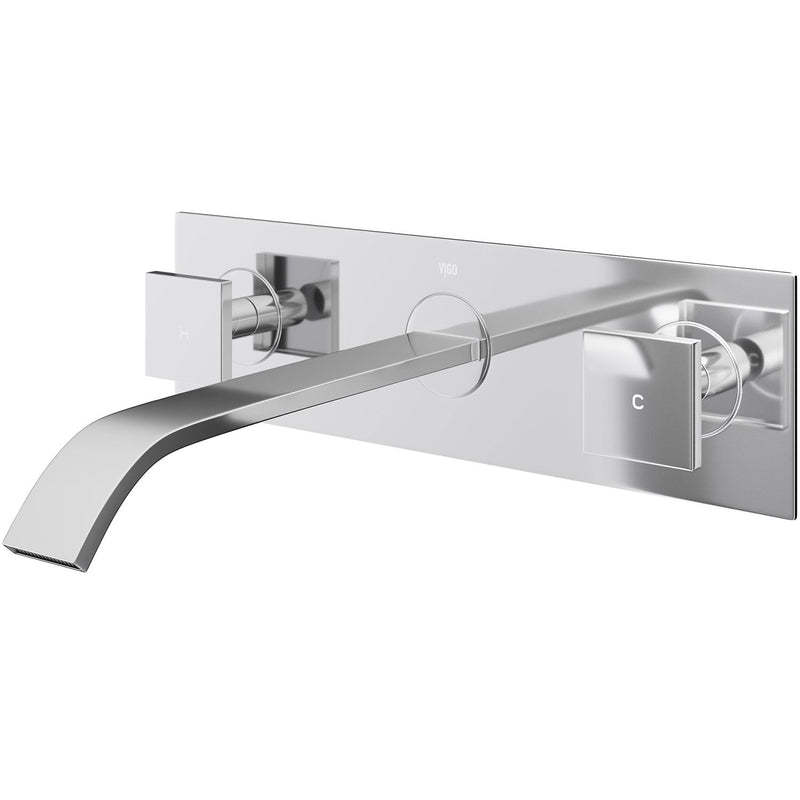 VIGO Titus Wall Mount Dual Handle Bathroom Sink Faucet, Eco-Friendly 1.2 GPM Flow Rate, Chrome R7