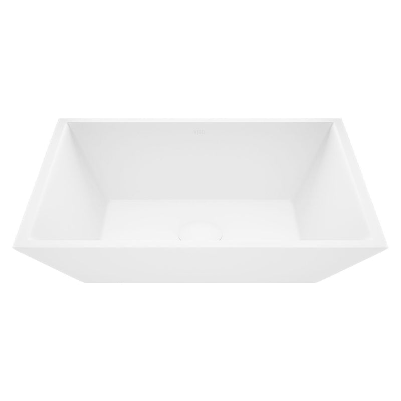 VIGO Vinca Matte Stone Vessel Bathroom Sink/Basin with Deep Bowl, White I6