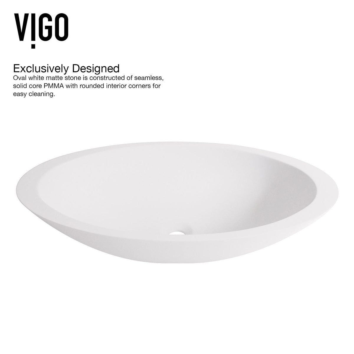 VIGO Wisteria MatteStone White Bathroom Sink/Basin Set with Cass Faucet and Oval Composite Vessel