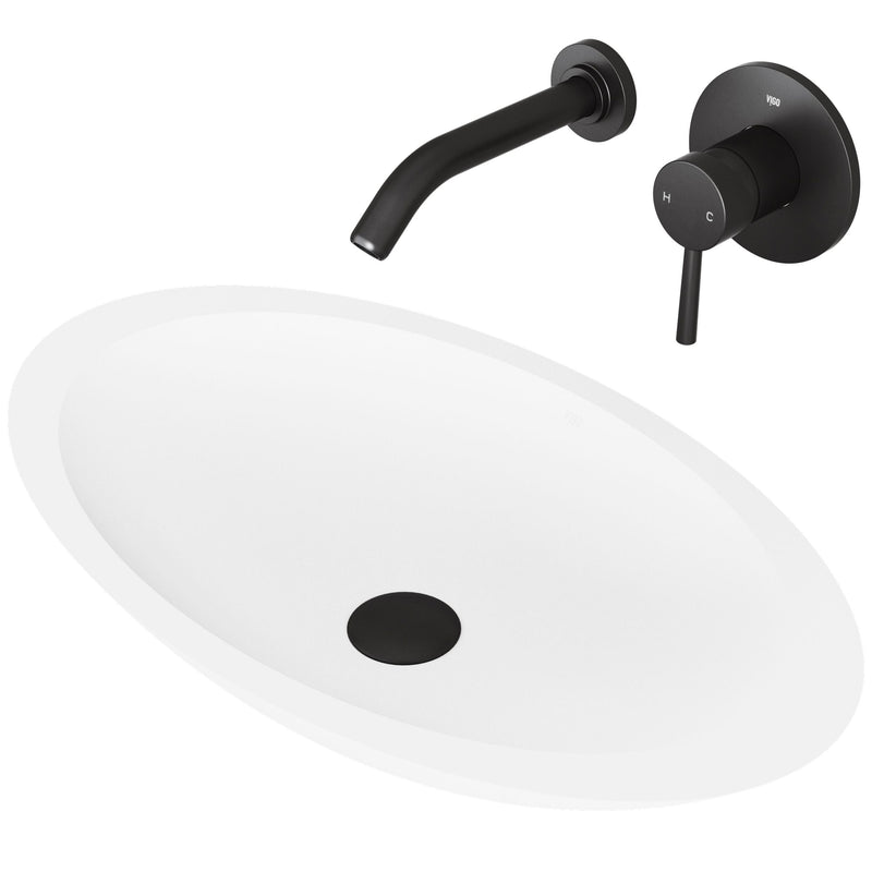 VIGO Wisteria White Bathroom Sink Set with Matte Black Olus Faucet Y1