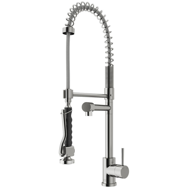 VIGO Zurich Single Handle Pull Down Spray Kitchen Faucet, Stainless Steel U0