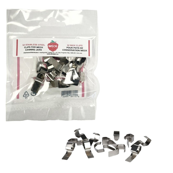 Weck Stainless Steel Clamps for Weck Jars, BPA-free, 12-pk W2