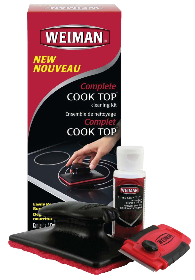 Weiman Complete Glass Cooktop Cleaning Kit, 3-pc, Include Scrub Pad, Scraper and Cleaning Solution O9