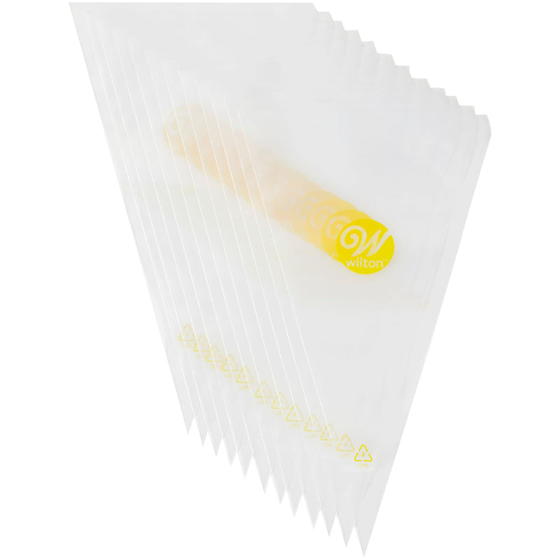 Wilton Disposable Piping Decorating Bag, Clear, 12-pk, for Baking/Cake Decoration D8