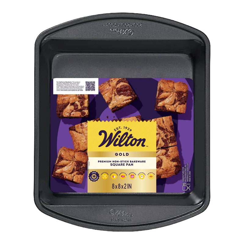 Wilton Gold Premium Non-Stick Bakeware Square Cake Pan, 8x8x2-in M6