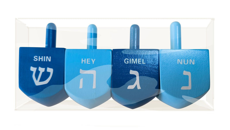 Wooden Dreidel Set, Multi-Coloured, 4-pc, for Hanukkah G4