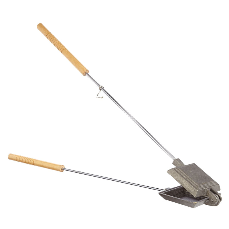 Woods Cast Iron Non-Stick Camping Sandwich Toaster with Long Handle, 4x4-in P4