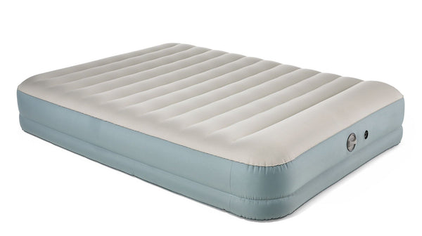 Woods Double High Toughguard Inflatable Air Bed with Rechargeable Pump, Queen, Grey F1