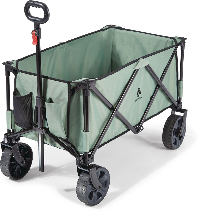 Woods Outdoor Collapsible Folding Utility Adventure Hauler Wagon with Carry Bag, 225-lb Capacity, Sea Foam F9