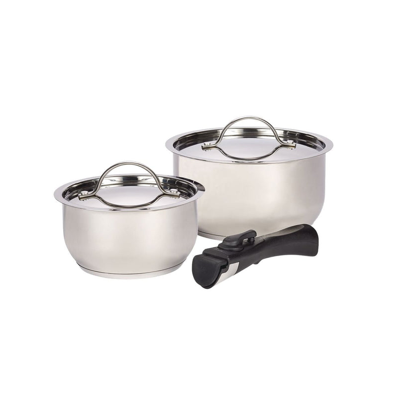 Woods Provision Stainless Steel Camping Cook Pot Set, Made in Canada, 3-pc J8