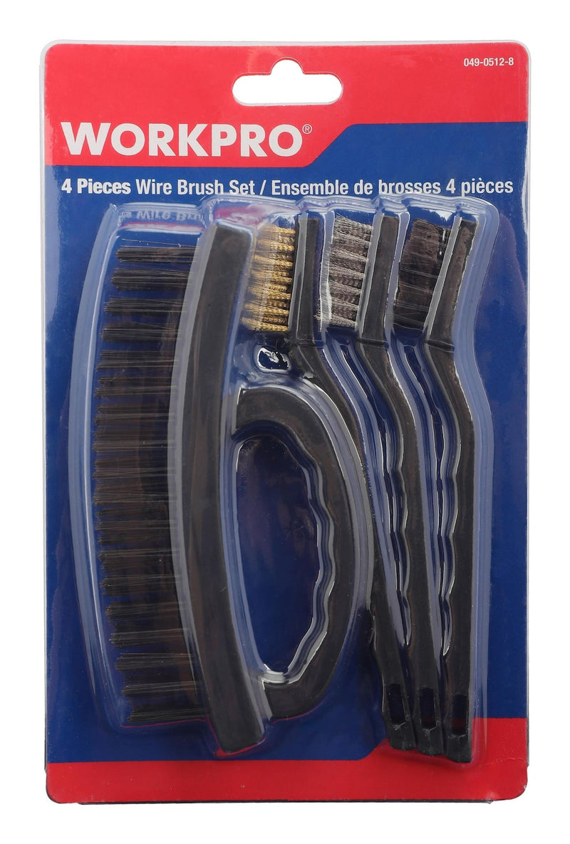 Workpro Carbon Steel Wire Cleaning Brush Set, Removes Paint, Rust & Dirt From Metal, 4-pc H3