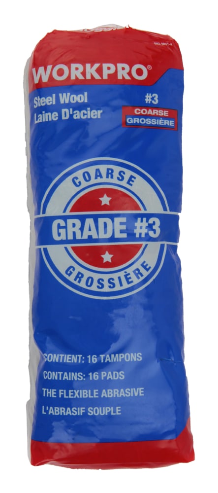 Workpro Steel Wool Pads, Surface Cleaning, Paint Removal & Restoration, Coarse Grade 3, 16-pk Z6