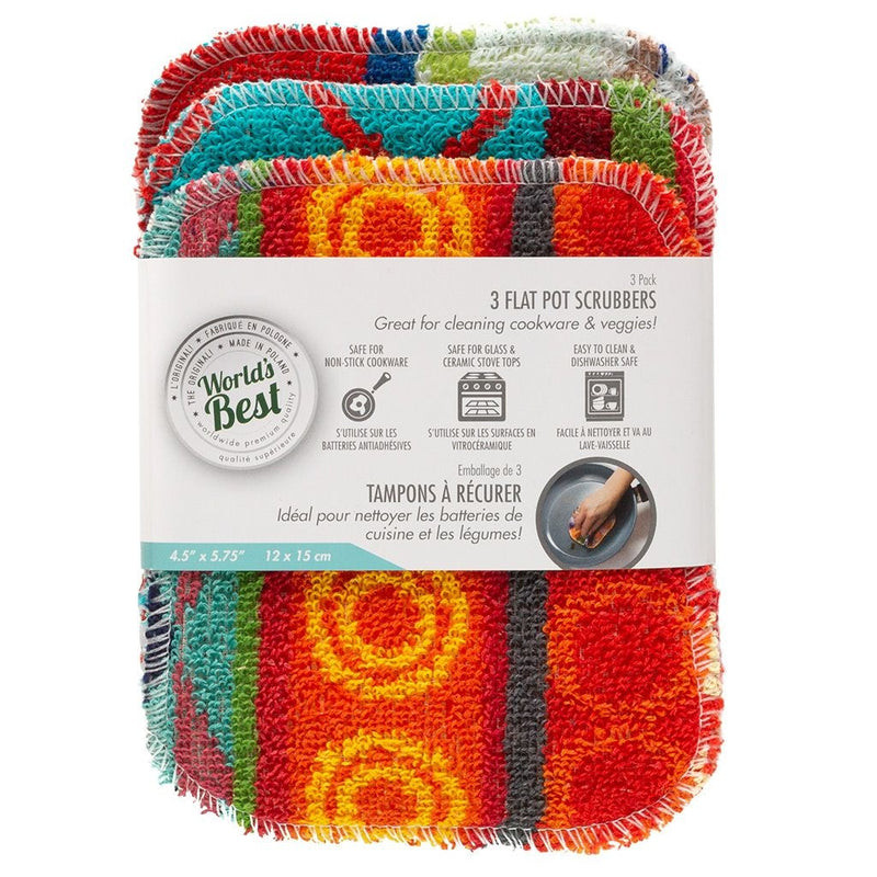 World's Best Multi-Surface Flat Pot Scrubber, 3-pk G3