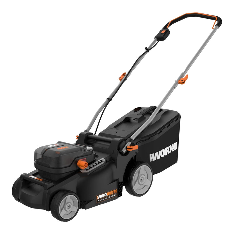 Worx WG737 Nitro 40V PowerShare 2-in-1 Brushless Cordless Push Poly Mower, 16-in with (2) PowerShare Pro 4.0Ah Batteries T0