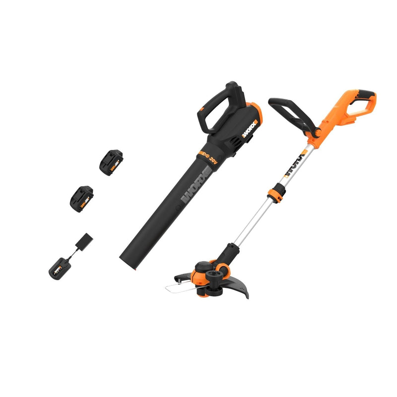 WORX WG929 20V Power Share Cordless Grass Trimmer & Leaf Blower Combo Kit O8