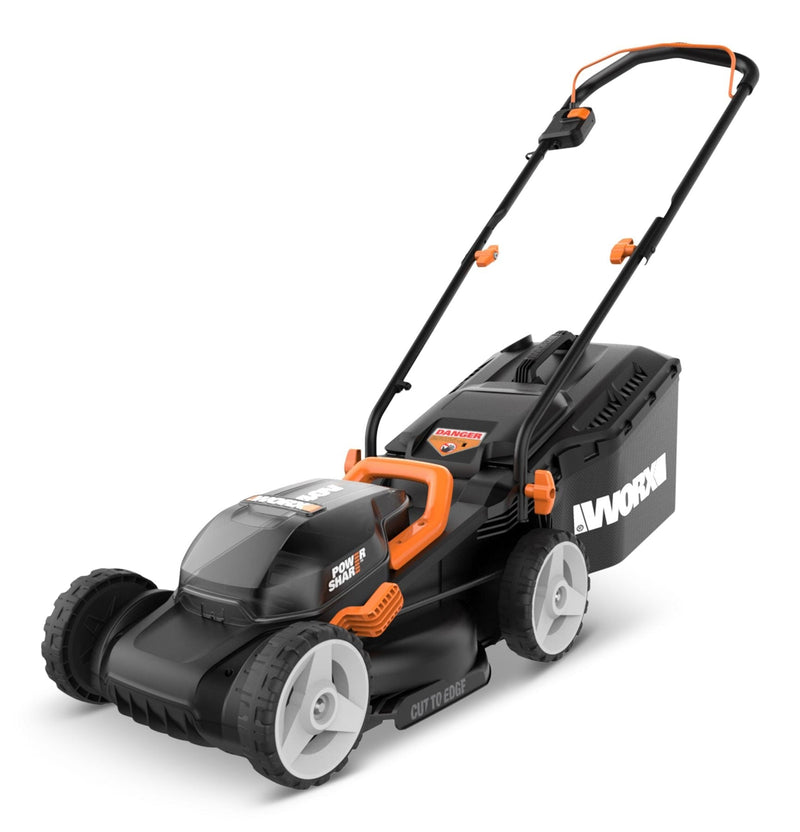 Worx WG934 Power Share 2x20V 2-in-1 Combo Kit, WG779 40V Cordless Mower, 14-in + WG163.9 20V Cordless Grass Trimmer/Edger, 12-in H0