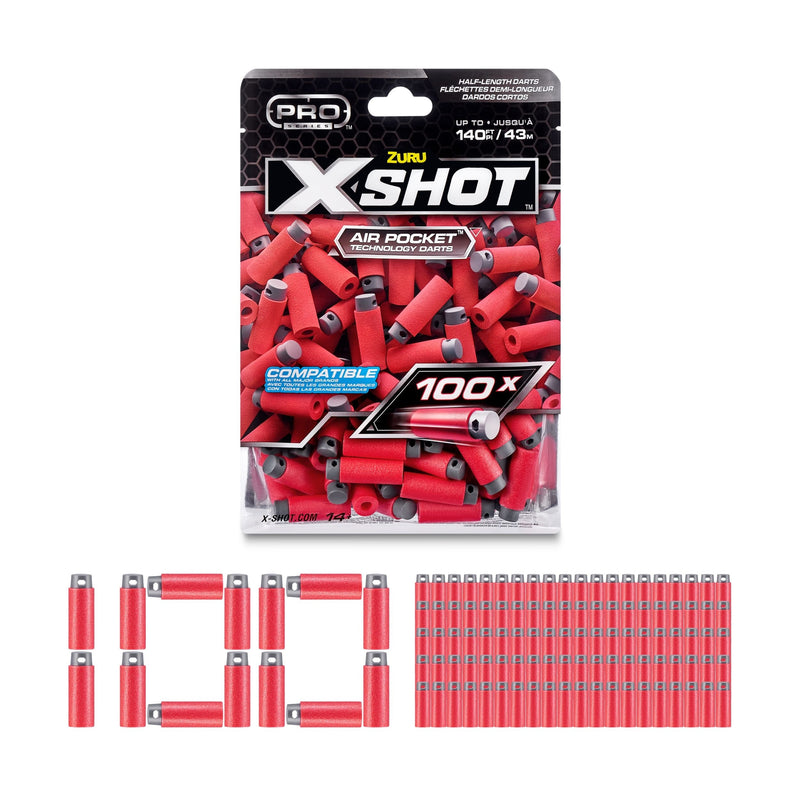 X-Shot Pro Series Half-Length Darts Refills Foil Bag, 100-pk, Ages 8+ X6