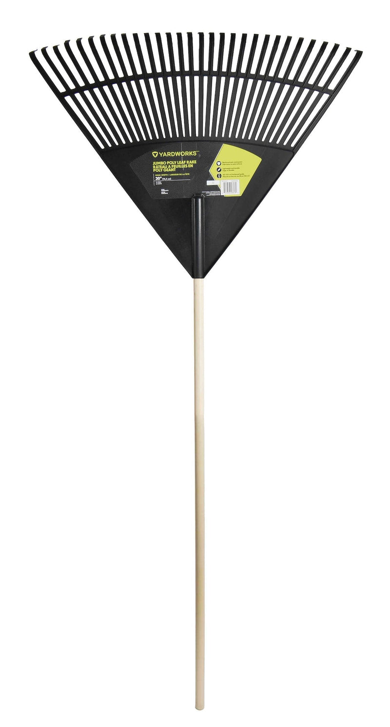 Yardworks 30-Tine Jumbo Leaf Rake with Hardwood Shaft, 30-in B2